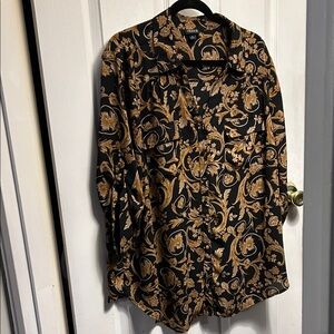 Torrid Black and Gold Floral Blouse